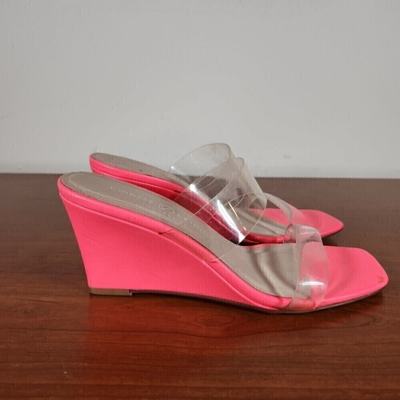 CHINESE LAUNDRY TANN Pink Designer Strappy Wedge Sandals Size 6.5 *FLAWS* - Picture 5 of 16